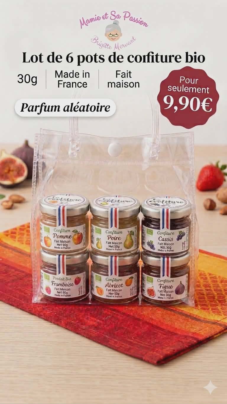 Lot de 6 Pots de 30 g CONFITURE Bio, Maison