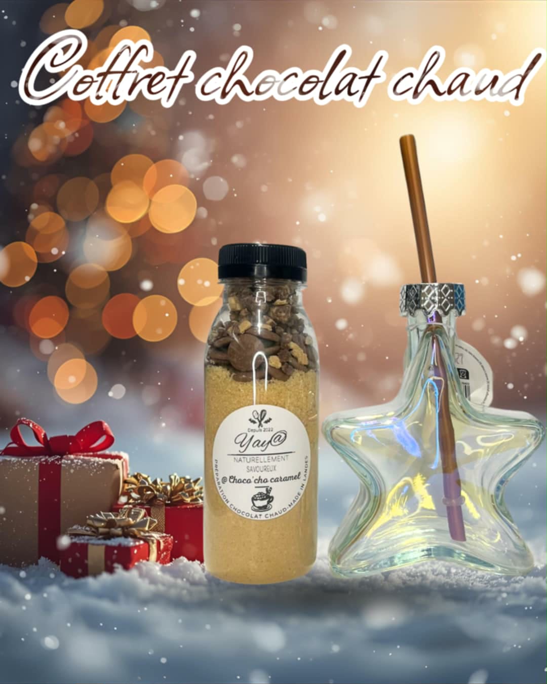 Coffret Verre à Paille et Préparation pour Chocolat Chaud