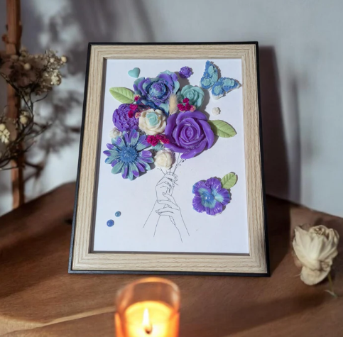 Tableau parfumé de fleur en cire