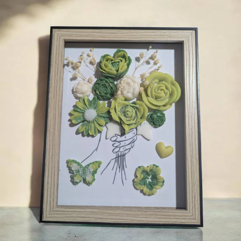 Tableau parfumé de fleur en cire