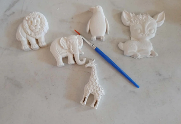 Plâtres à Peindre – Kit Créatif avec 6 Pots de Peinture et 1 Pinceau