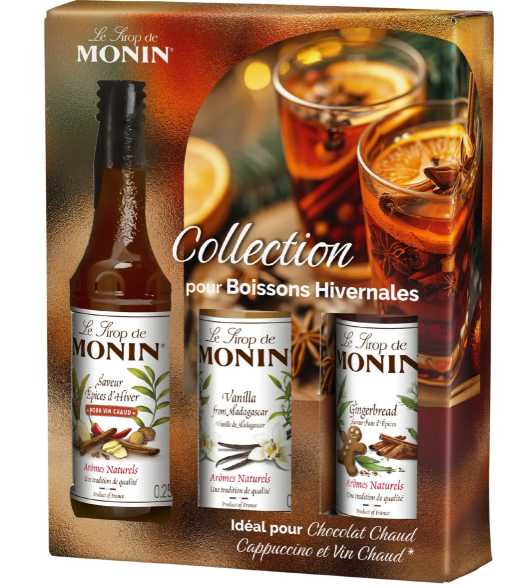 Coffret pour Boissons Hivernales MONIN pour Café, Latte, Vins Chauds - Arômes naturels - 3x25 cl