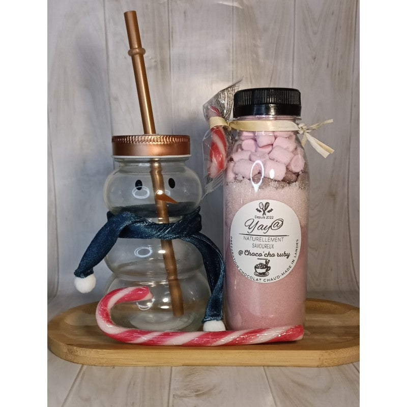 Coffret Verre à Paille et Préparation pour Chocolat Chaud