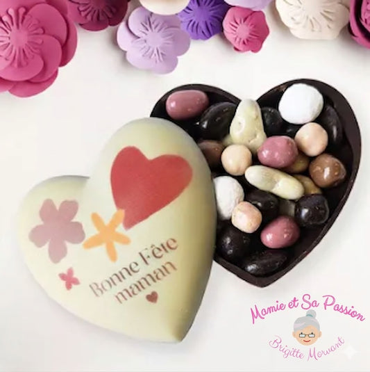 Coeur 3D tout chocolat - Bonne fête Maman